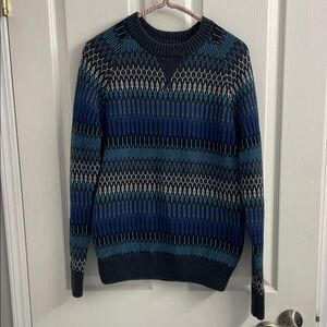 Mossimo Supply Co. Men’s Crewneck Sweater Fair Isle Multi Blue Pattern Sz S